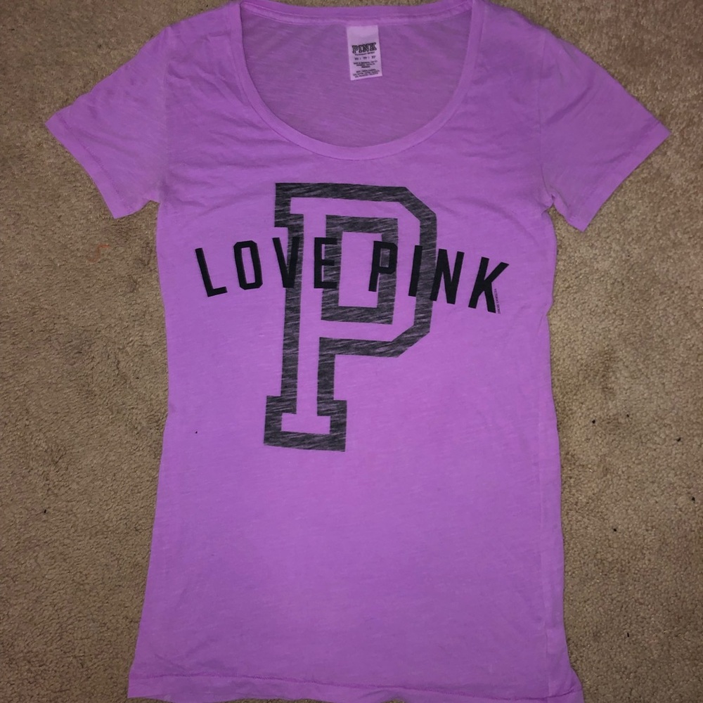 Vibrant Purple Scoop Neck VS PINK shirt